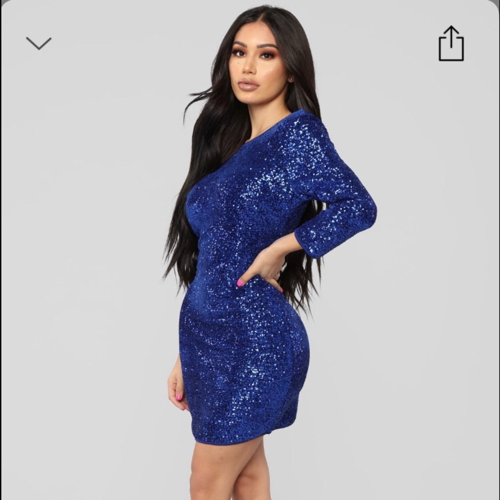Blue sequin dress